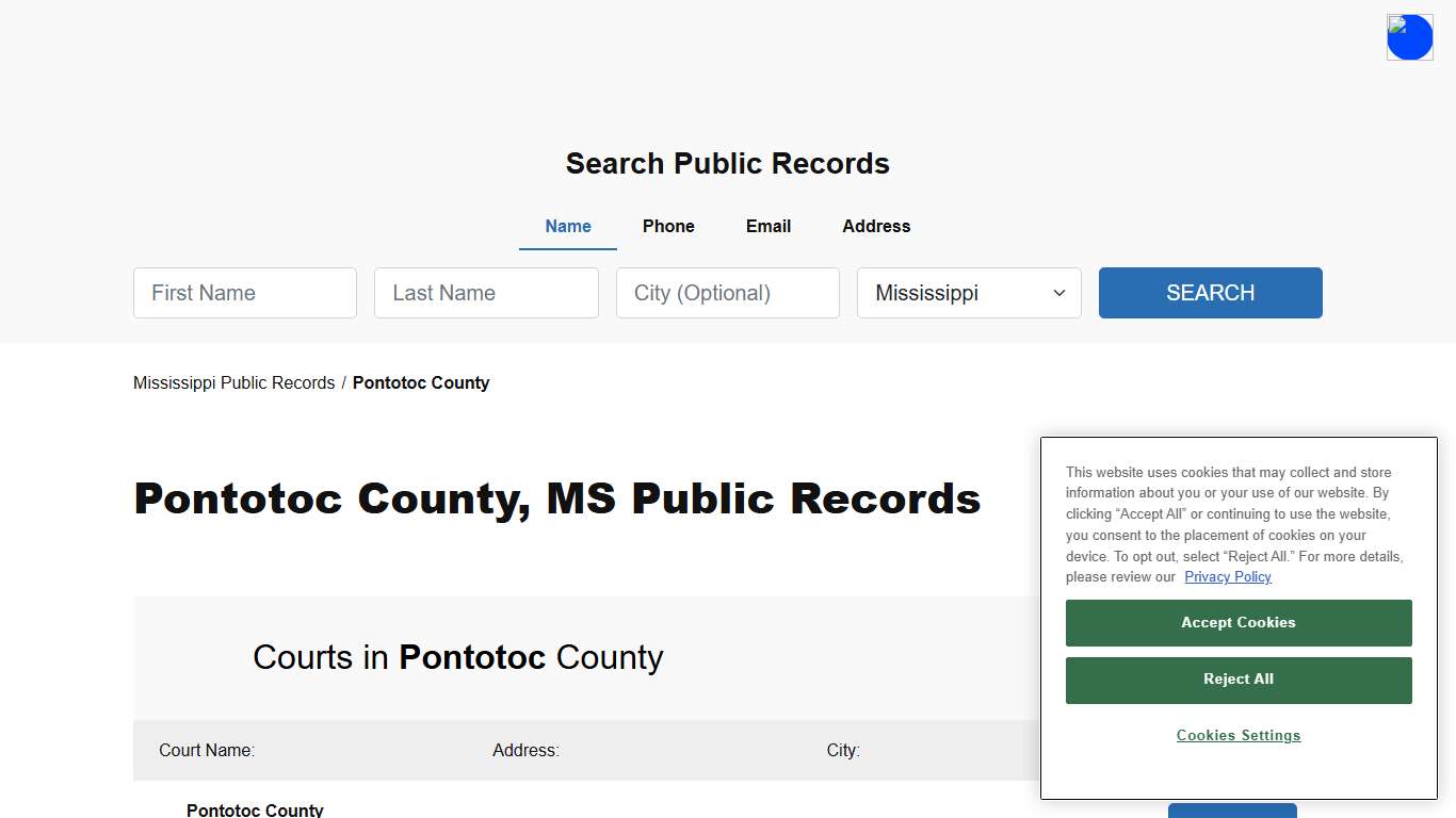 Pontotoc County, MS Public Court, Arrest and Inmate Records - ThePublicIndex